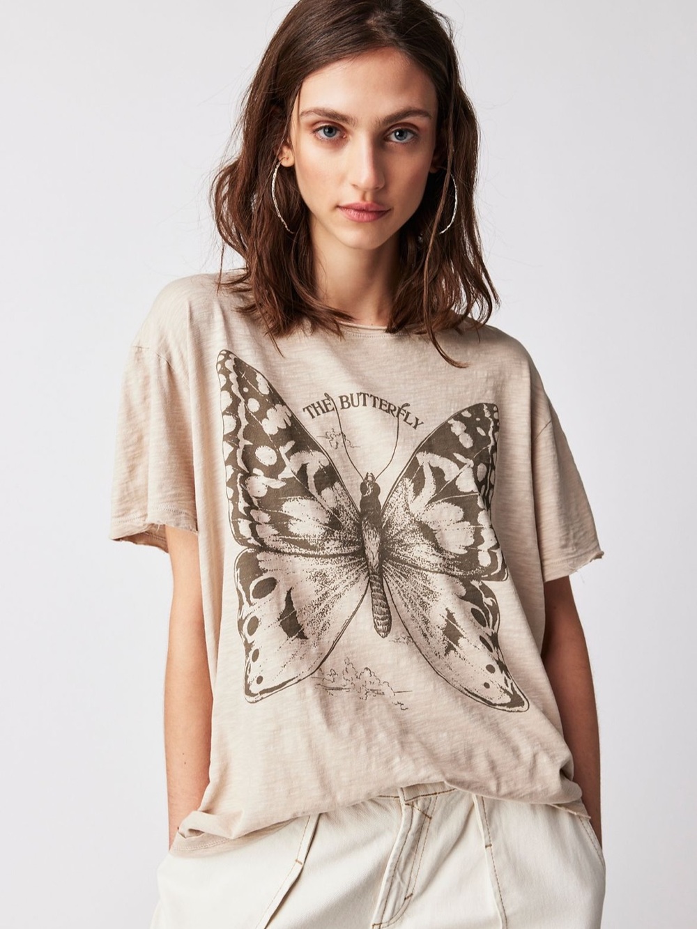 ISO Free People Midnight Rider Thee Butterfly Tee - Beige in XS or S